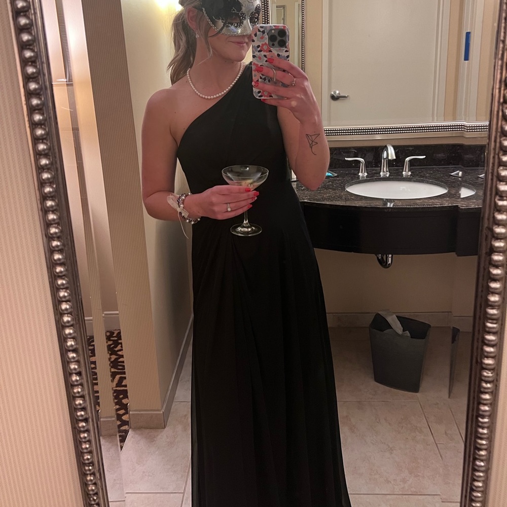 One shoulder Black Azazie dress